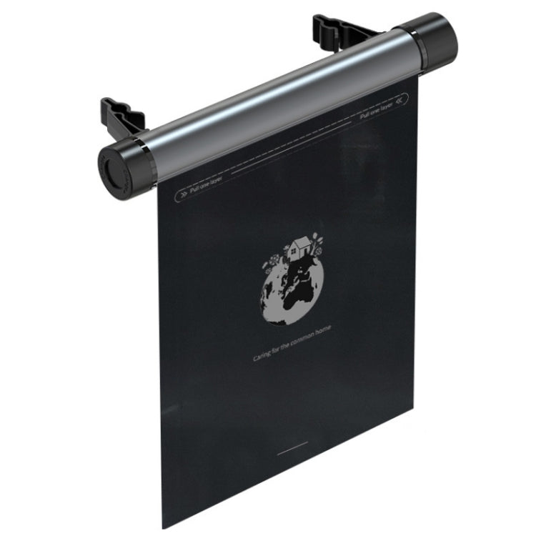 Titanium grey car mounted garbage bag organizer with hanging black bag