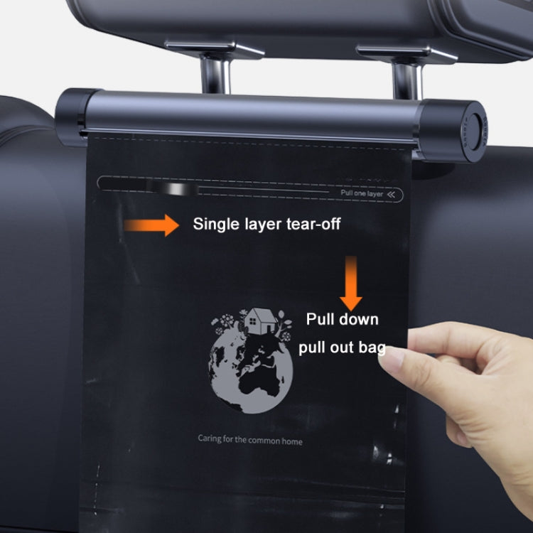 Car garbage bag liner with tear-off pull-down opening and hand pulling