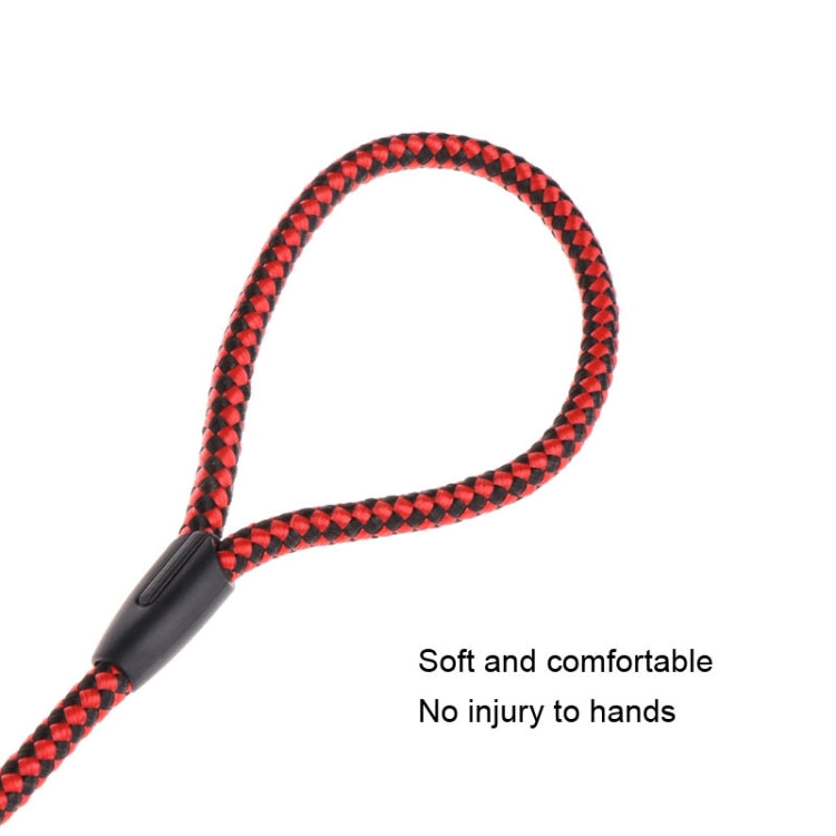 Red braided dog leash handle rope, soft braided grip with black connector