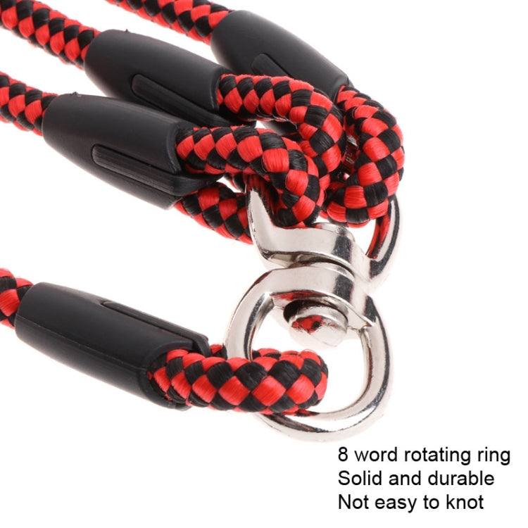 Red-and-black braided leash rope, rotating ring with interwoven grip handles