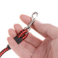 Red-and-black braided leash rope ring, shown held in a hand