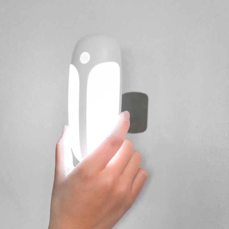 White rechargeable body sensor LED light with glowing LED panel