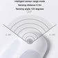 White motion sensor LED light with wide detection arcs around the lens