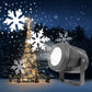 Rotating LED snowflake projector light casting a bright circular beam