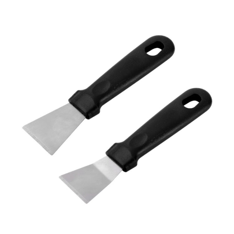 Two straight-blade defrosting scrapers with black grips