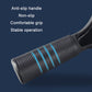 Close-up of ribbed non-slip plastic squeegee handle with grip ridges