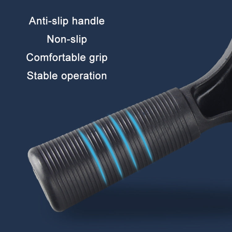 Close-up of ribbed non-slip plastic squeegee handle with grip ridges