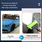 Green plastic squeegee with black rubber blade head for scraping window film