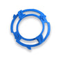 Blue plastic holder ring accessory with curved supports and clips