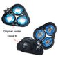 Black razor head holder accessory with three blue ring inserts