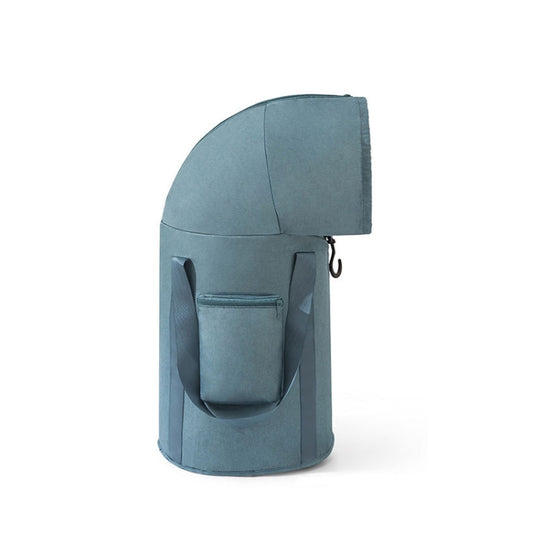 Foldable blue knee foot bath tub with front pocket and hanging hook