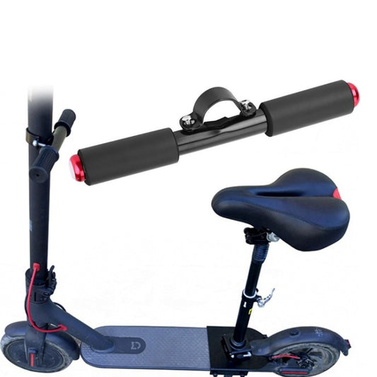 Children hand support rod for scooter with red end lights, black bar and clamp