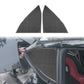 Two carbon-fiber-look triangle stickers for rear window, dark gray