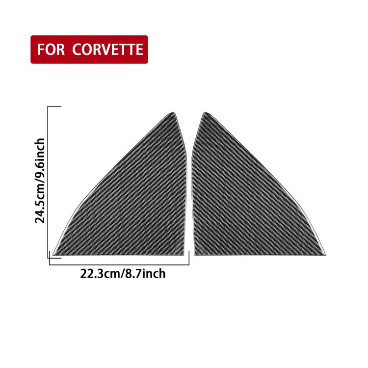 Pair of rear triangle window stickers with size labels (22.3cm/8.7in)