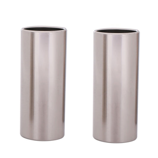 Set of two silver guitar slide tube sleeves, smooth cylindrical shape