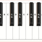 Keyboard fingering chart close-up showing labeled key notes A–G on white grid