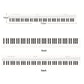 Reversible keyboard practice chart with front and back views and size markings