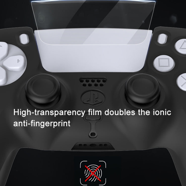 Black silicone controller cover with transparent protective film over front button area