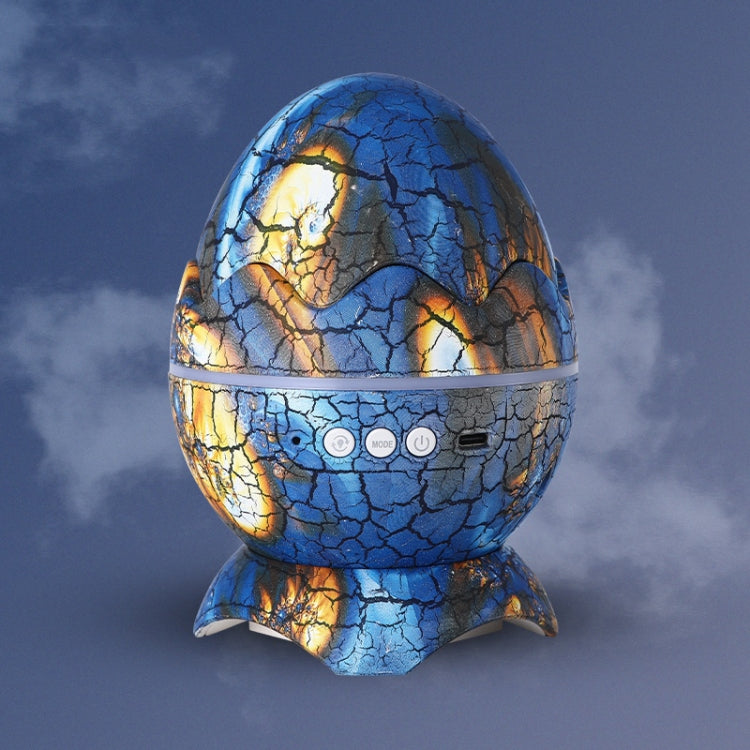Blue LED dinosaur egg night light with crackled finish and illuminated control panel