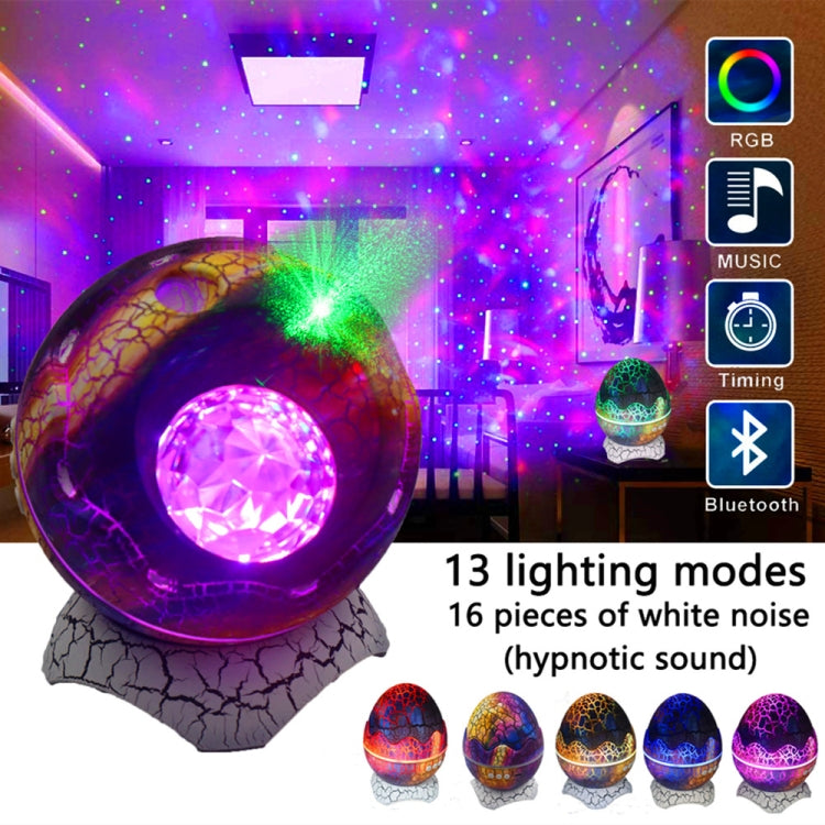 RGB LED dinosaur egg projector light with glowing center and crackled shell