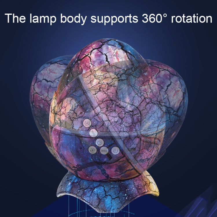 Purple LED dinosaur egg lamp with crackled shell and control panel