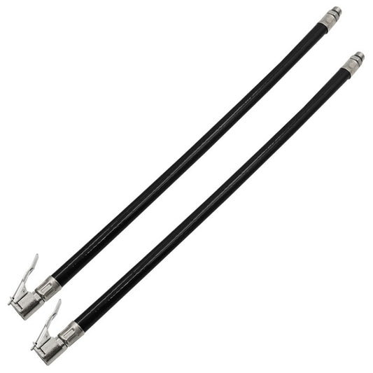 2-pack bicycle tire inflator hoses with metal nozzle ends (black)