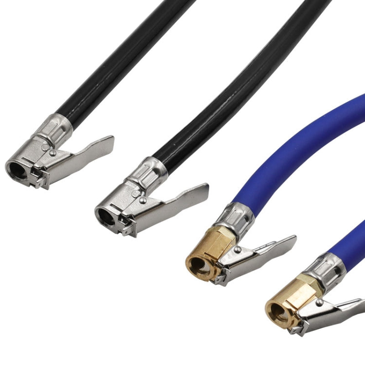 Bicycle tire inflator nozzle ends on black and blue hoses, 2-pack