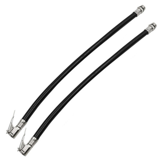2-pack bicycle tire inflator hoses with clamp-style metal nozzle ends (black)
