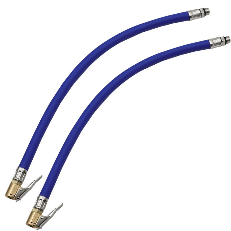 2-pack bicycle tire inflator hoses with metal nozzle ends (blue)