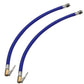 Blue bicycle tire inflator hose set with metal clamp nozzle ends