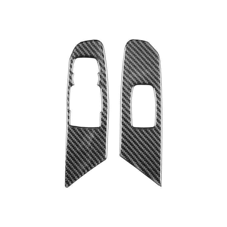 Pair of carbon-fiber-pattern lift button bezel stickers, two LHD side pieces