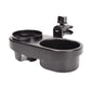 Black stroller double cup holder and snack tray attachment with clip mount