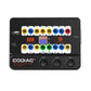 Black ECU breakout box tester front panel with multiple keyed connector ports and lit display