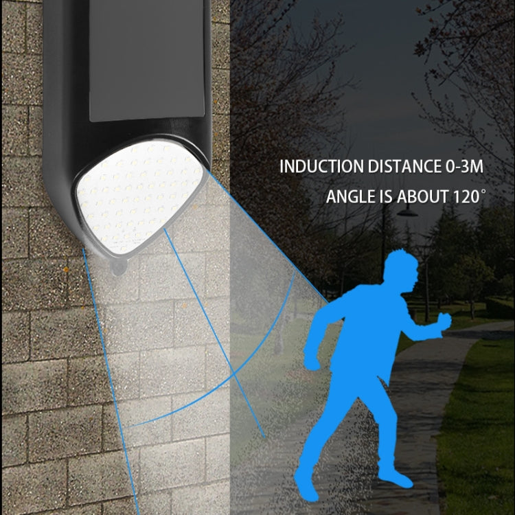 Solar LED wall light with human sensor, black housing with bright white motion-activated glow