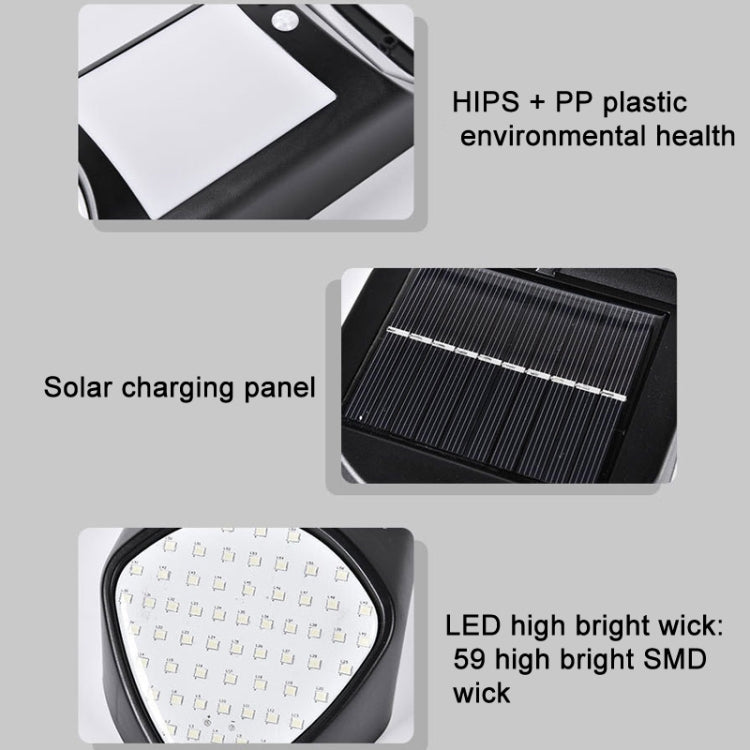 Solar LED wall light parts, black body with solar charging panel and 59 SMD LED array