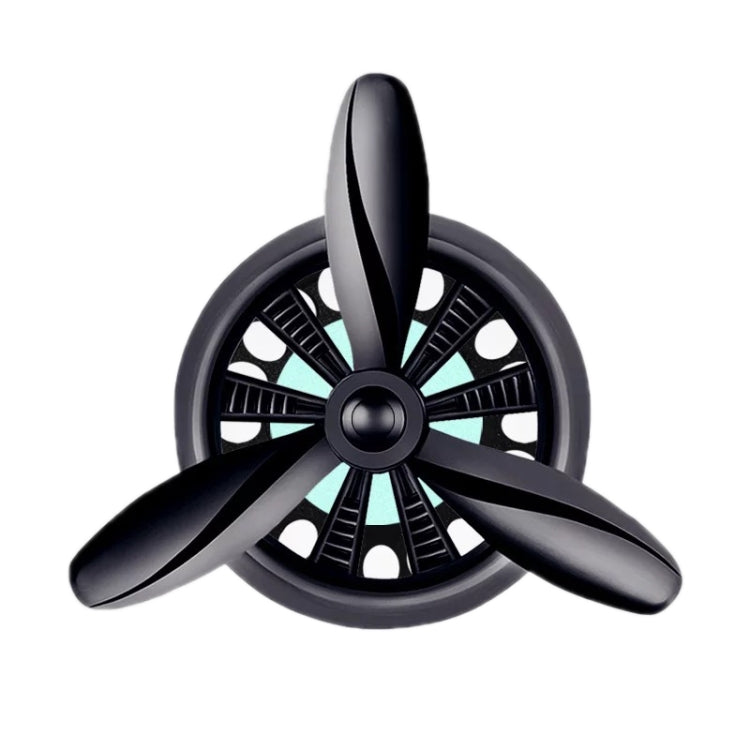Car air outlet perfume swivel fan, black propeller style with central hub