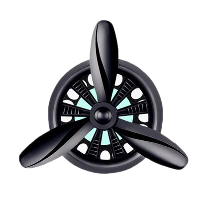 Car air outlet perfume swivel fan, black propeller style with central hub