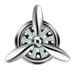 Car air outlet perfume swivel fan, silver propeller design with teal accents and hub