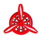 Car air outlet perfume swivel fan, red three-blade propeller with central hub