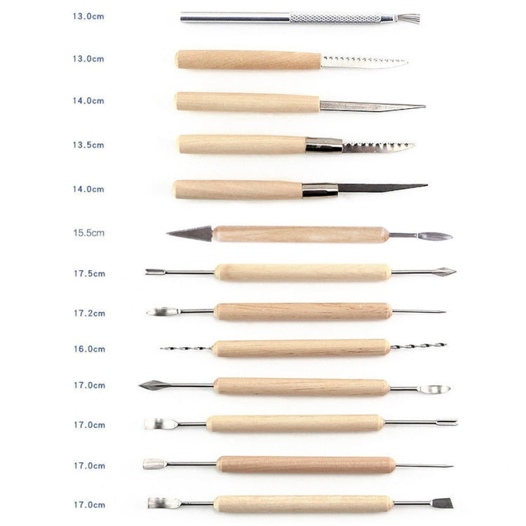 Wood-handled clay sculpting tools set with multiple carving and shaping tips
