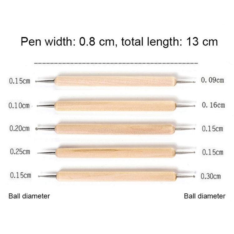 Mini clay carving pen tool with light wooden handle, size labeled