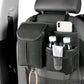 Black car seat back tissue storage bag with mesh bottle pockets and phone holder