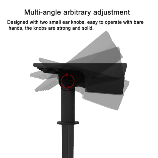 Black solar spotlight with adjustable dual knobs and 19-LED panel on stake