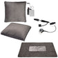 Electric heating pillow set: two dark gray pillows with USB power control cable