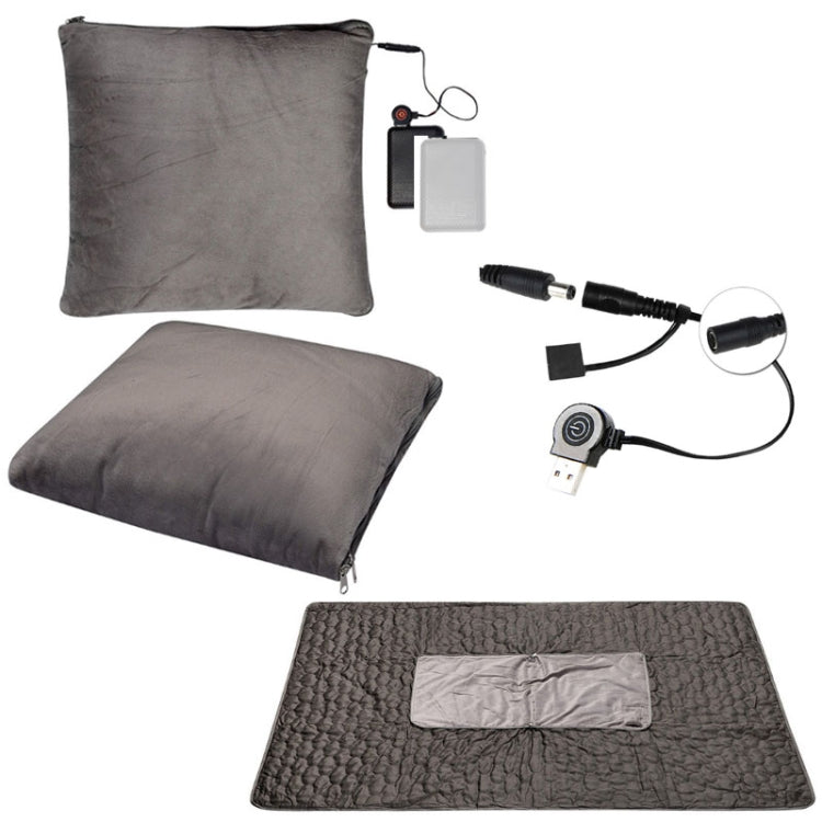 Electric heating pillow set: two dark gray pillows with USB power control cable
