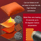 Orange electric heating blanket/pillow with glowing heating coils and quilted fabric