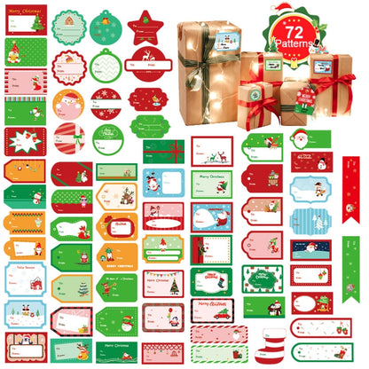 Christmas gift closure sticker set with 72 assorted patterns for bags and boxes