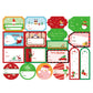 Christmas gift stickers with holiday tags and labels, multicolor designs