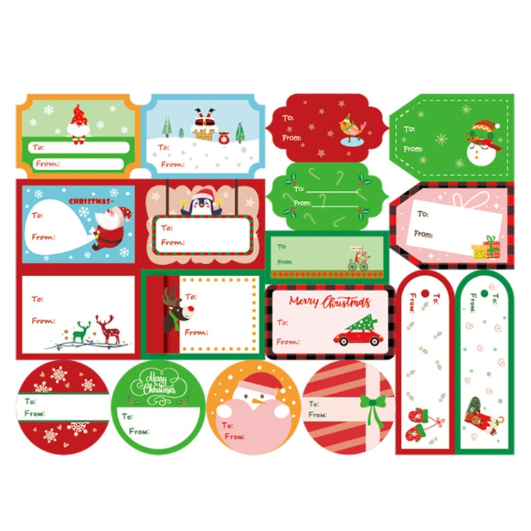 Christmas gift stickers with holiday tags and labels, multicolor designs