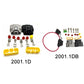 Motorcycle rectifier connectors set showing 2001.1D and 2001.1DB plug housings and pins